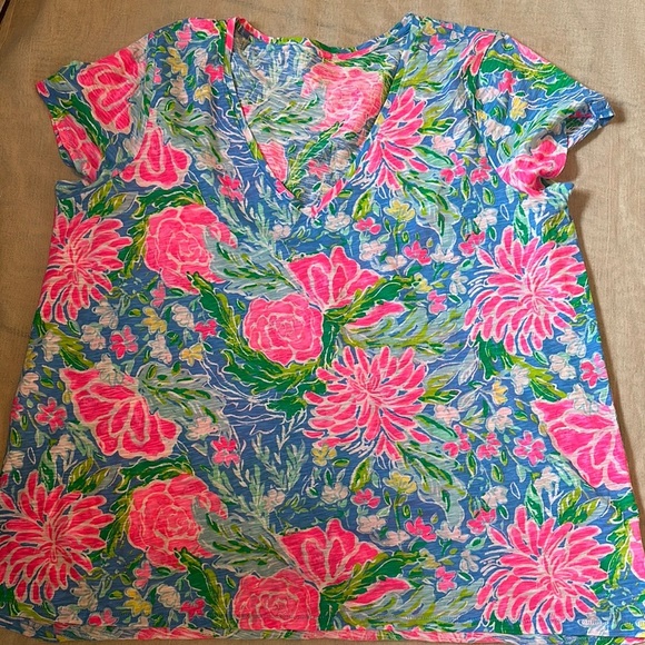 Lilly Pulitzer Boxy Blue and Pink Blouse - Picture 1 of 4